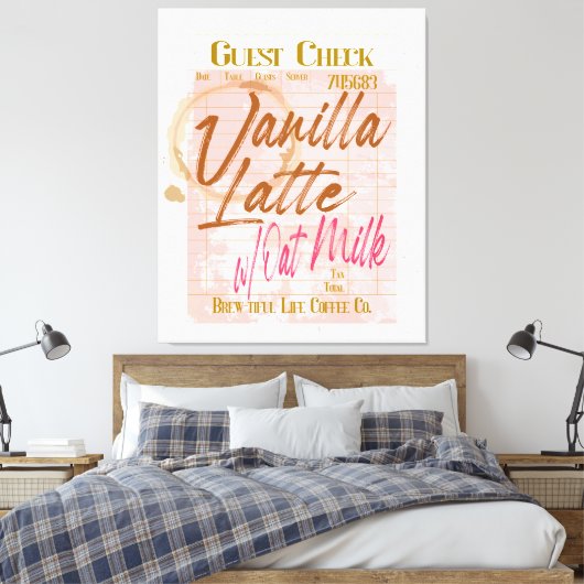 Gast Check Ontvangst Vanilla Latte Koffie Haver Me Canvas Afdruk (Insitu (Slaapkamer))