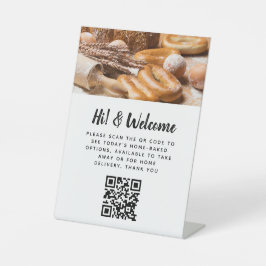 Gast contactloze QR code bakkerij aangepaste foto Reclamebord Met Voetstuk