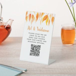 Gast contactloze QR code menu herfst Reclamebord Met Voetstuk