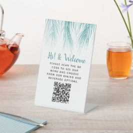 Gast contactloze QR code menu palm Reclamebord Met Voetstuk