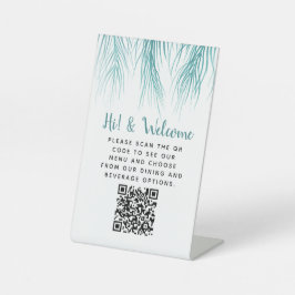 Gast contactloze QR code menu palm Reclamebord Met Voetstuk