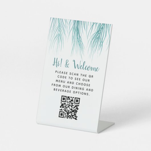 Gast contactloze QR code menu palm Reclamebord Met Voetstuk (Voorkant)