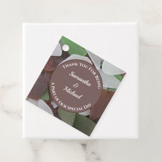 Gast Dank u Zee Glazen Strand Bruiloft Bedankjes Labels (In situ)