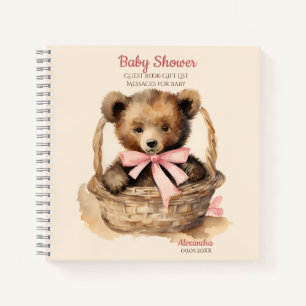 Gast Geschenklijst Baby Beer Meisje Baby shower Notitieboek