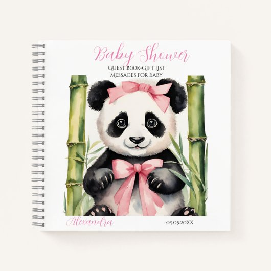 Gast Geschenklijst Baby Panda Beer Meisje Baby sho Notitieboek (Voorkant)