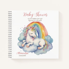 Gast Geschenklijst Baby Unicorn Meisje Baby shower Notitieboek