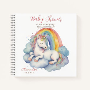 Gast Geschenklijst Baby Unicorn Meisje Baby shower Notitieboek