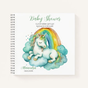 Gast Geschenklijst Baby Unicorn Unisex Baby shower Notitieboek