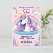 Gast Girly Leuke paarse Roze Eenhoorn 1e Verjaarda Kaart (Staand voorkant)