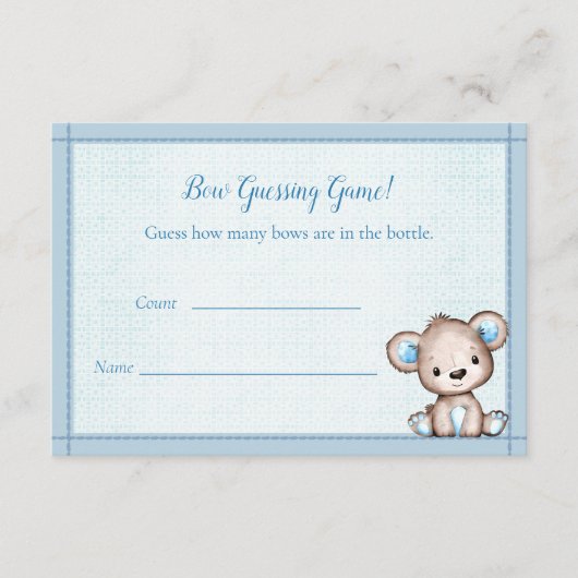 Gast Graaf Baby shower Spel Schattig Bruin Beer Informatiekaartje (Voorkant)