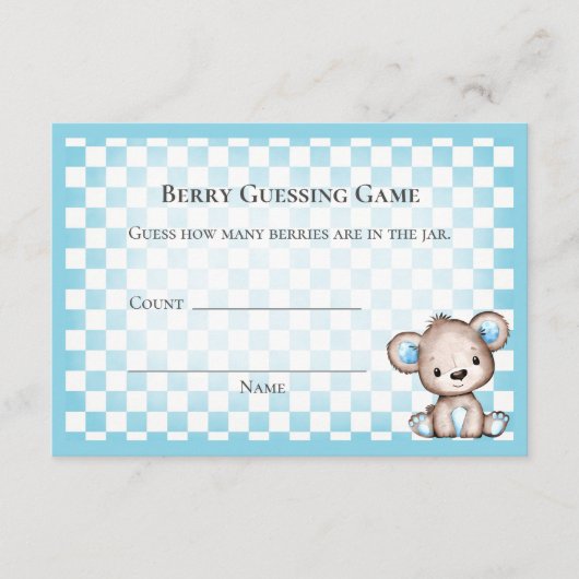 Gast Graaf Picknick Baby shower Spel Teddy Bear Informatiekaartje (Voorkant)