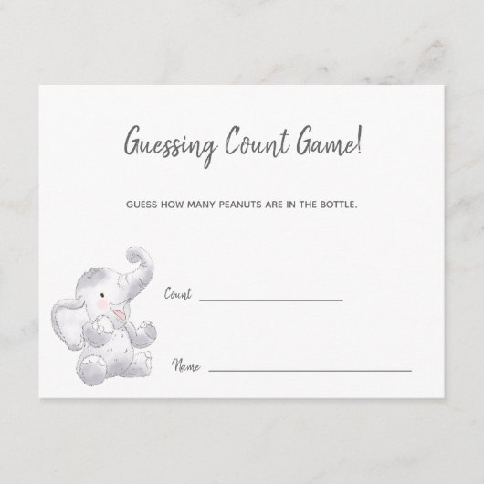 Gast Graaf Spel Moderne Baby Olifant Informatiekaartje (Voorkant)