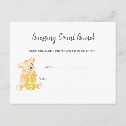 Gast Graaf Spel Teddy Bear en Bee Informatiekaartje (Voorkant)