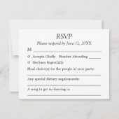 Gast keuzes Elegante minimalistische bruiloft RSVP (Voorkant)