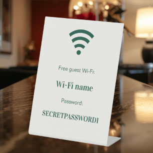 Gast klant wifi-netwerk wachtwoord ivoor reclamebord met voetstuk