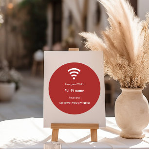 Gast klant wifi-netwerk wachtwoord rood wit ronde sticker