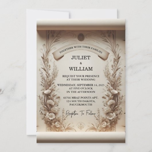 Gast Papyrus  Retro Vellum Overlay Bruiloft Kaart (Voorkant)