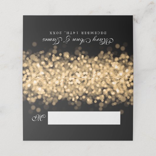 Gast Plaats Kaart Elegante Bruiloft Gouden Lichten Plaatskaartje (Buitenkant ongevouwen)