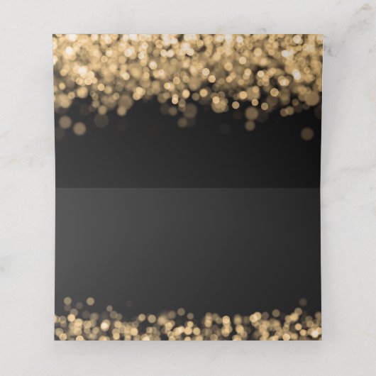 Gast Plaats Kaart Elegante Bruiloft Gouden Lichten Plaatskaartje (Binnenkant ongevouwen)