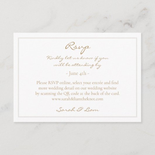 Gast QR Code Bloemen Stoffig Blauw Bruiloft RSVP Informatiekaartje (Voorkant)