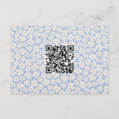 Gast QR Code Bloemen Stoffig Blauw Bruiloft RSVP Informatiekaartje (Achterkant)