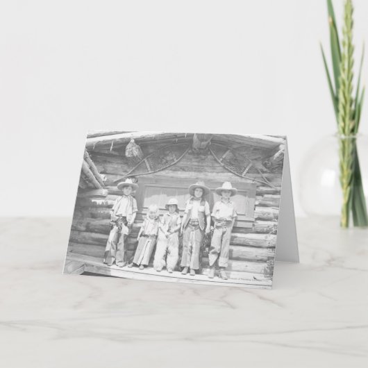 Gast ranch foto van kinderen in cowboykleren kaart (Voorkant)