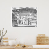 Gast ranch foto van kinderen in cowboykleren poster (Keuken)