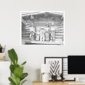 Gast ranch foto van kinderen in cowboykleren poster (Thuiskantoor)