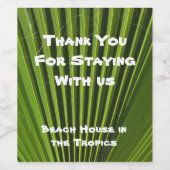 Gast Welkom Groene Palm Leaf Vakantiehuis Wijn Etiket (Enkel label)