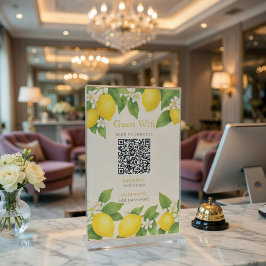 Gast WiFi-bord met QR-code versierd met citroenen Reclamebord Met Voetstuk