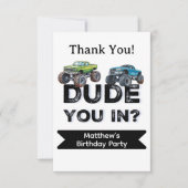 Gast? Zwarte tekst Truck Boy Verjaardagsfeest Bedankkaart (Voorkant)