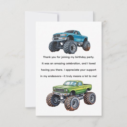 Gast? Zwarte tekst Truck Boy Verjaardagsfeest Bedankkaart (Achterkant)