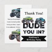Gast? Zwarte tekst Truck Boy Verjaardagsfeest Bedankkaart (Voorkant / Achterkant)