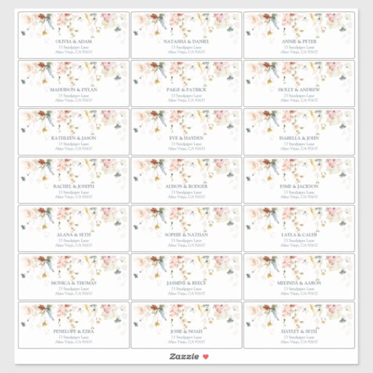 Gastadres Waterverf tuinbloemen Sticker (Vel)