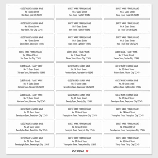 Gastadreslabel Moderne uitnodigingsenvelop Sticker (Vel)