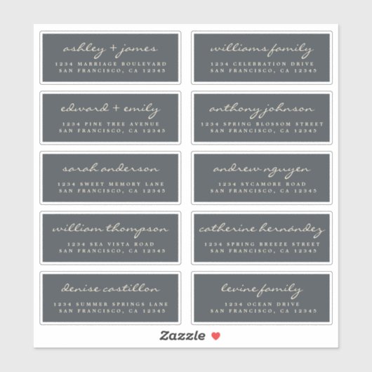 Gastadreslabels Script bestelling 6” of 8” vel! Sticker (Vel)