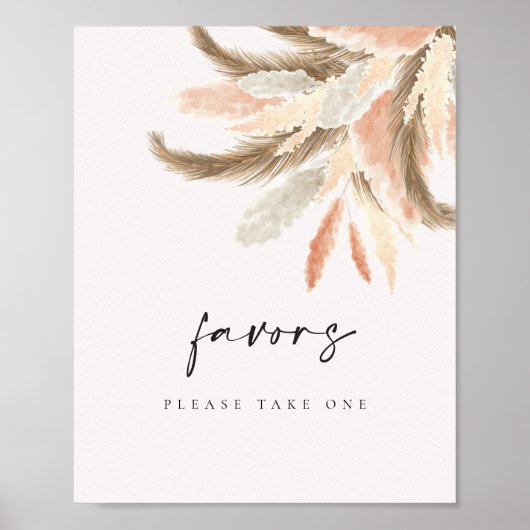 Gastbeugels Gold Pampas Grass Wedding C100 Poster (Voorkant)