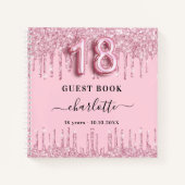 Gastboek 18e verjaardag blush roze glitter name notitieboek (Voorkant)