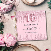 Gastboek 18e verjaardag blush roze glitter name notitieboek