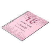 Gastboek 18e verjaardag roze glitter druppelt naam notitieboek (Linkerzijde)