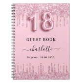 Gastboek 18e verjaardag roze glitter druppelt naam notitieboek (Voorkant)