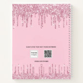Gastboek 18e verjaardag roze glitter druppelt naam notitieboek (Achterkant)