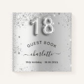 Gastboek 18e verjaardag zilverglitter naam glam notitieboek (Voorkant)