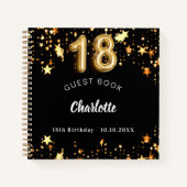 Gastboek 18e verjaardag zwart gouden sterren notitieboek (Voorkant)