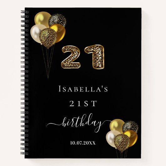 Gastboek 21ste verjaardag zwarte goudluiphoed notitieboek (Voorkant)