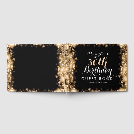 Gastboek 30e verjaardag Gouden Mousserende Lichten Gastenboek (Volledig)