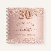 Gastboek 30e verjaardag roos gouden glitter blush notitieboek (Voorkant)