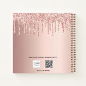 Gastboek 30e verjaardag roos goudglitterdrips notitieboek (Achterkant)
