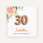 Gastboek 30e verjaardag roos goudje eucalyptus notitieboek (Voorkant)