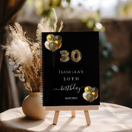 Gastboek 30e verjaardag zwart goud luipaard print notitieboek